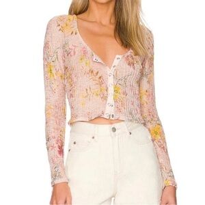 We The Free Pink Floral Button-Up Blouse Size XS